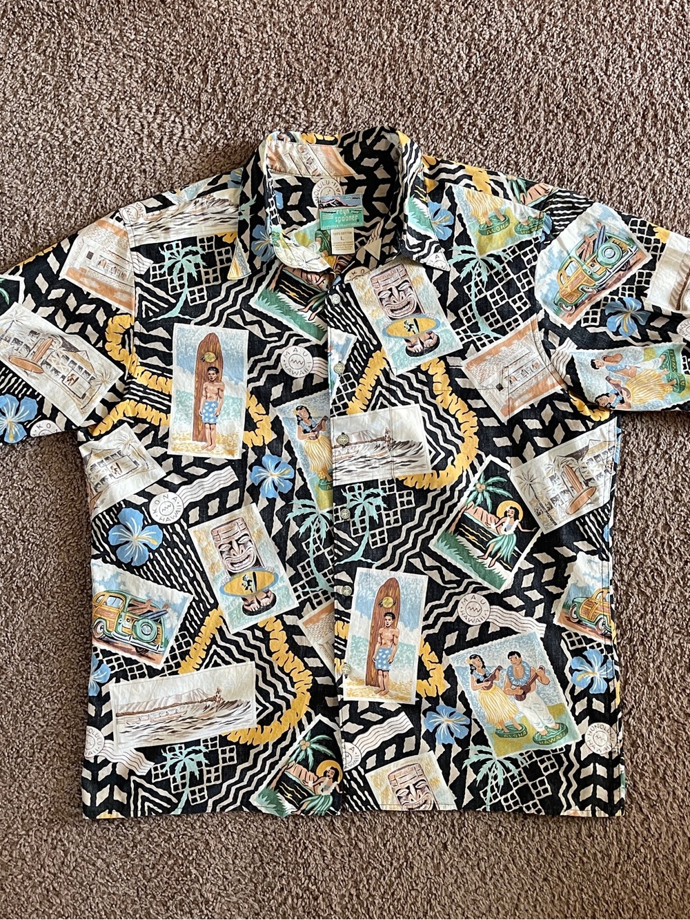 Vintage reyn spooner Black Tiki Hawaiian Shirt